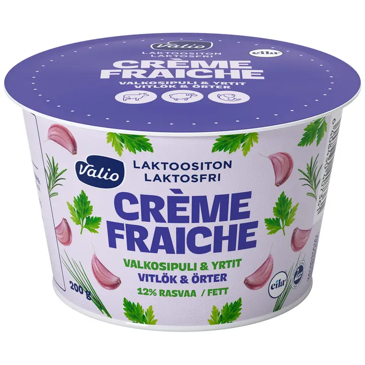 Valio crème fraîche 12 % valkosipuli & yrtit 200 g laktoositon