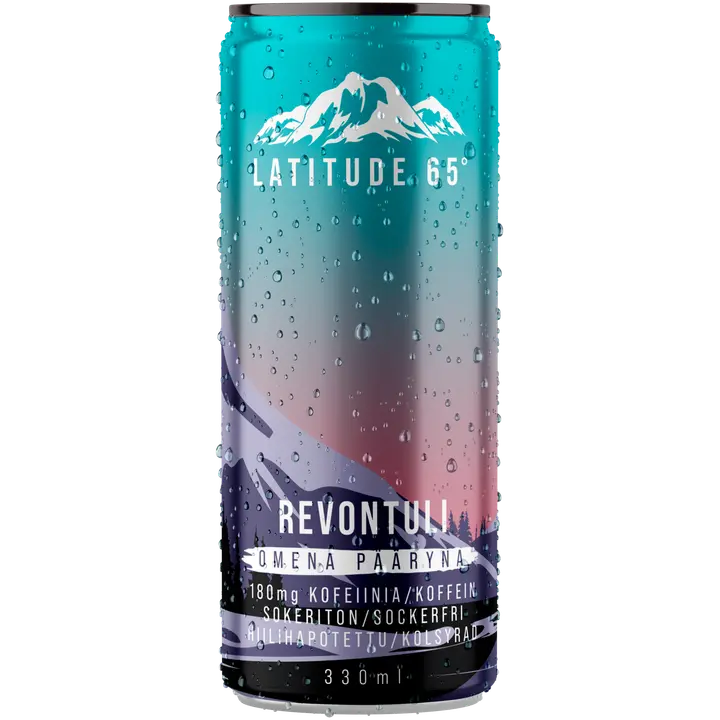 Latitude 65 Revontuli omenan ja päärynän makuinen sokeriton energiajuoma 330 ml