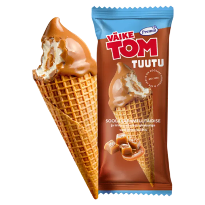 Väike Tom Vanilli-Koorejäätis Soolakaramelli Iirisemaitselises glasuuris 75 g/110 ml