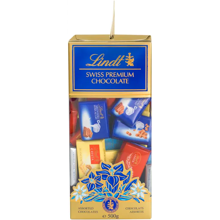Lindt Napolitaines lajitelma sveitsiläiset suklaapalat maito valko tumma 500g