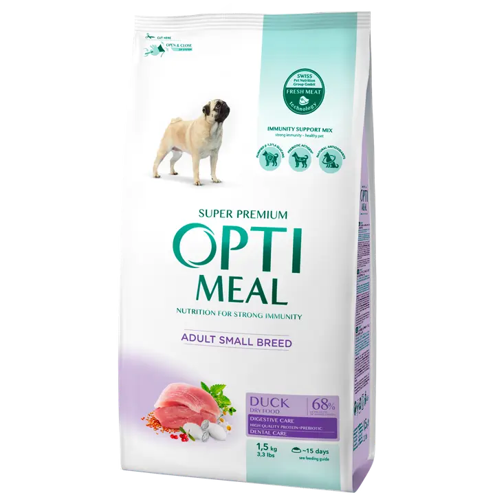 OPTIMEAL kuivtoit väikest tõugu koertele pardilihaga 1.5kg