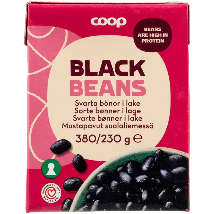 Coop mustapavut suolaliemessä 380/230 g