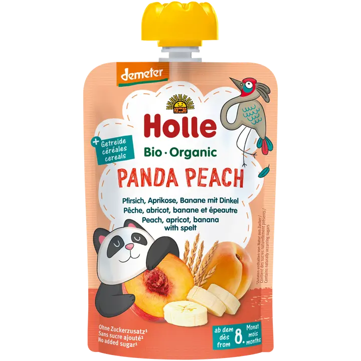 Holle Virsiku-aprikoosi banaanipüree speltaga 100 g, alates 8-elukuust