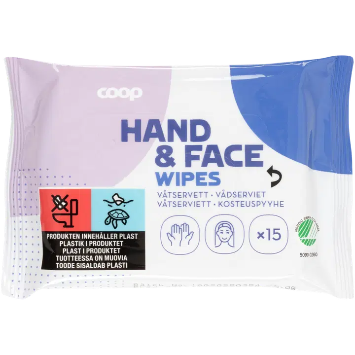 Niisked salvrätikud kätele ja näole Coop 15tk