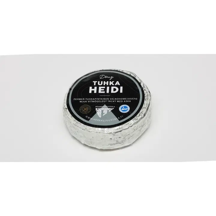 Herkkujuustola TuhkaHeidi pehemeä pinnalta kypsytetty valkohomejuusto käsitelty tuhkalla pala 150g