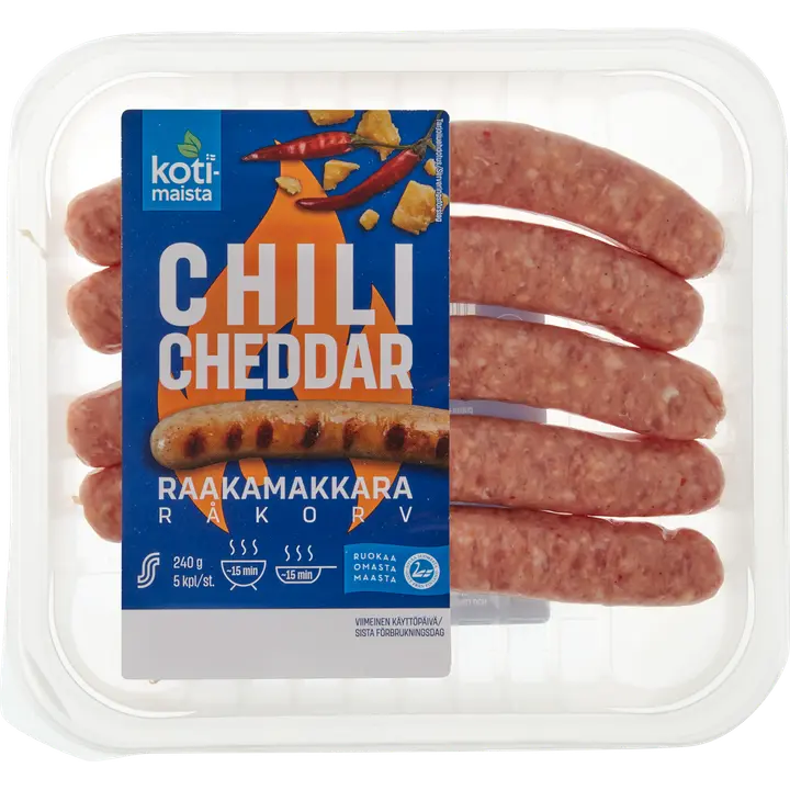 Kotimaista chili-cheddar raakamakkara 240 g