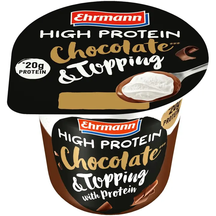 Ehrmann High Protein Pudding Suklaanmakuinen proteiinivanukas proteiinikermavaahdolla 200 g