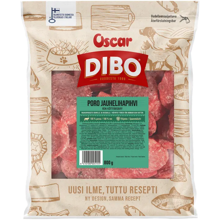 DIBO Poro raakapakastettu jauhelihapihvi 800 g