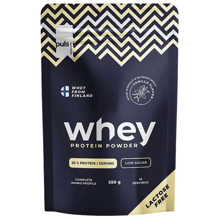 PULS WHEY Vanilja proteiinijauhe 550g laktoositon kotimainen