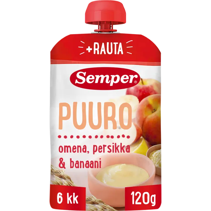 Semper Puuro Omena persikka & banaani 6kk käyttövalmis lastenpuuro 120g