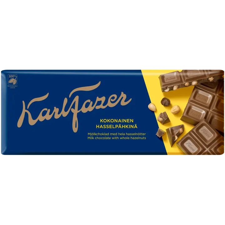 Karl Fazer kokonainen hasselpähkinä suklaalevy 200g