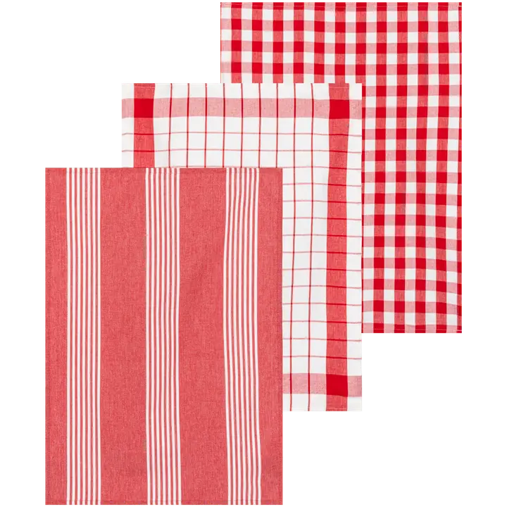 Tex Home keittiöpyyhe Stripes 3kpl punainen