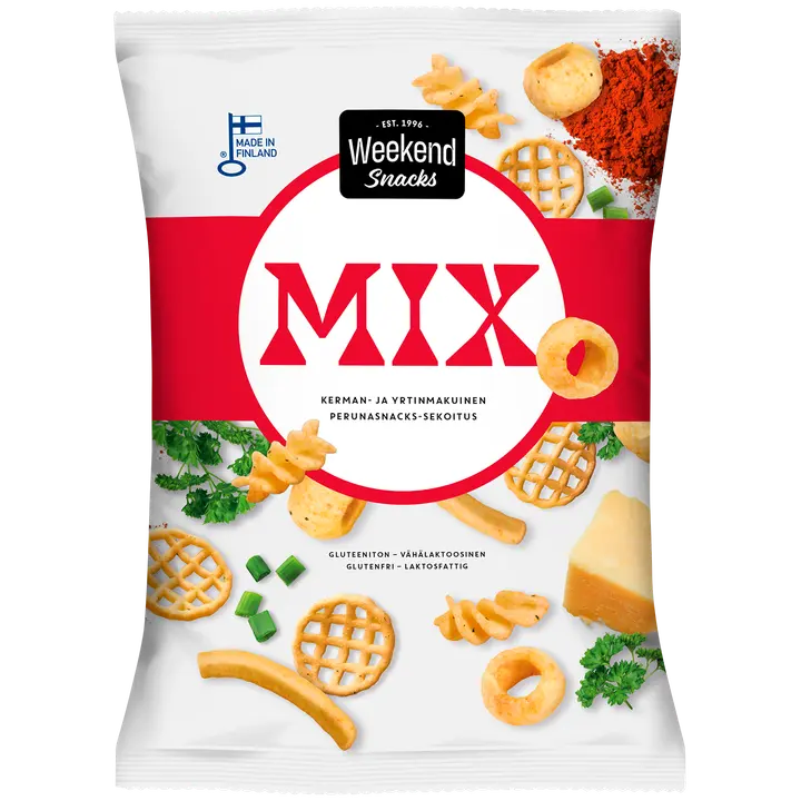 Weekend Snacks Weekend Mix Kerman- ja Yrtinmakuinen Perunasnacks-Sekoitus 180g