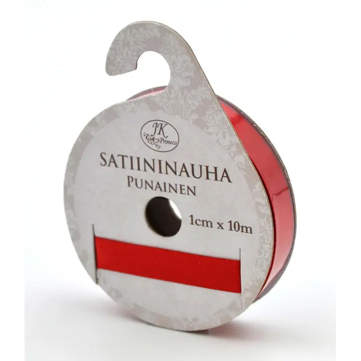 J.K. Primeco Satiininauha punainen 1cm x 10m