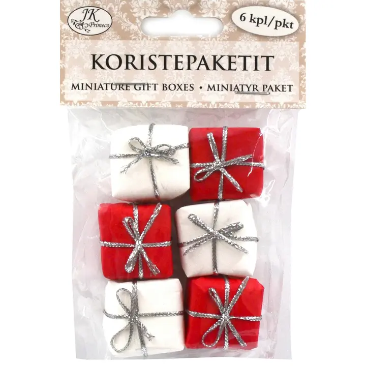 J.K. Primeco Koristepaketit punavalkoinen 6 kpl