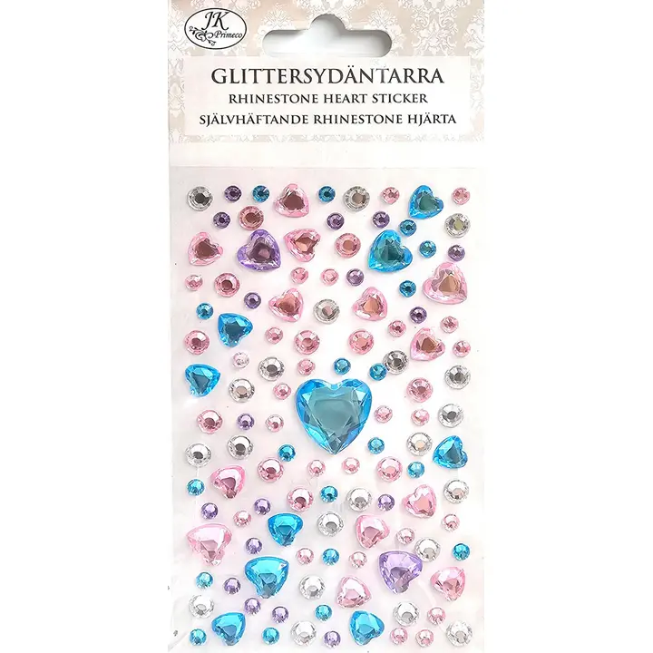 J.K. Primeco glittersydäntarra sini/lila