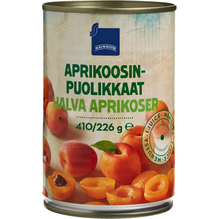 Rainbow aprikoosinpuolikkaat mehussa 410/226 g