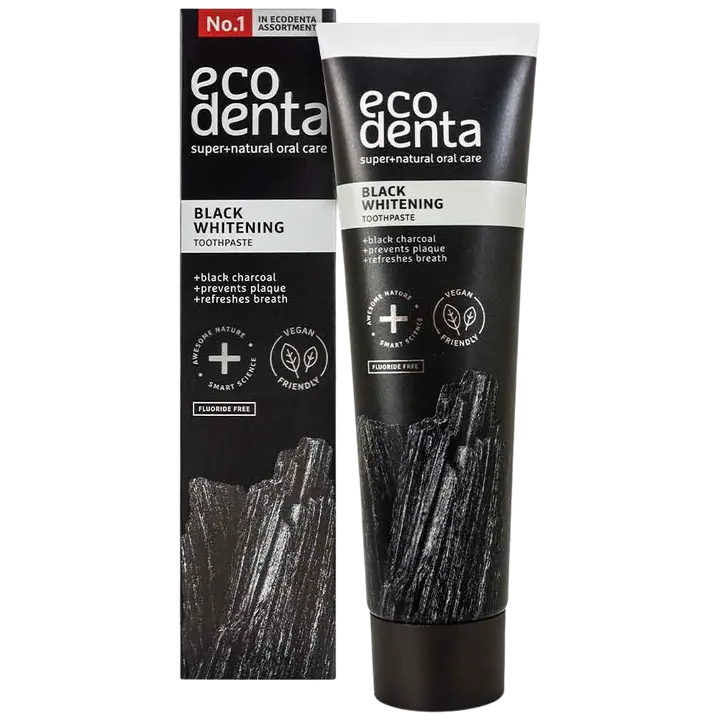 Ecodenta Black Whitening valkaiseva hiilihammastahna, 100ml