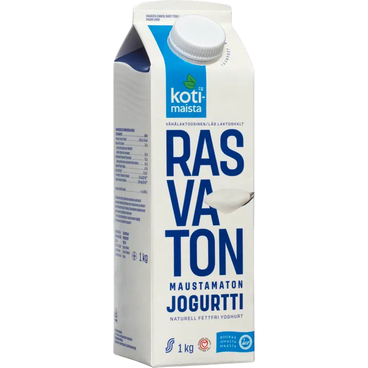 Kotimaista 1kg Rasvaton Maustamaton vähälaktoosinen jogurtti