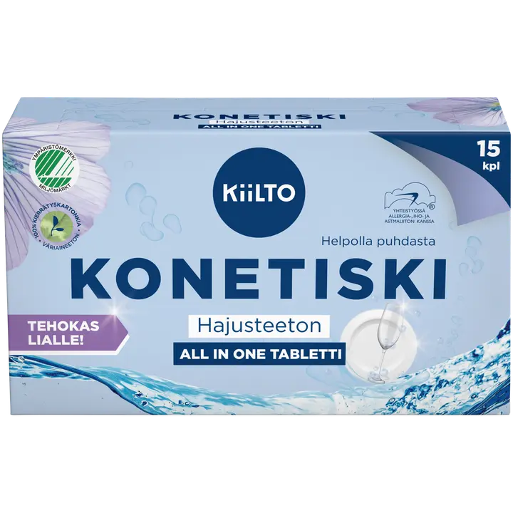 Kiilto All in 1 konetiskitabletti Hajusteeton 15 kpl