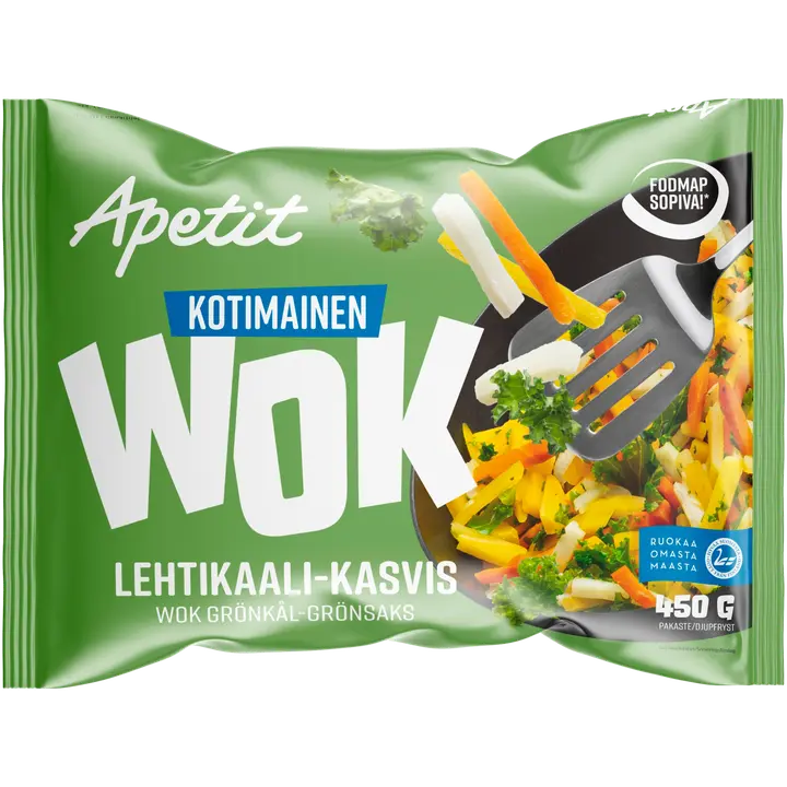 Apetit Kotimainen Wok Lehtikaali-kasvis pakaste 450g