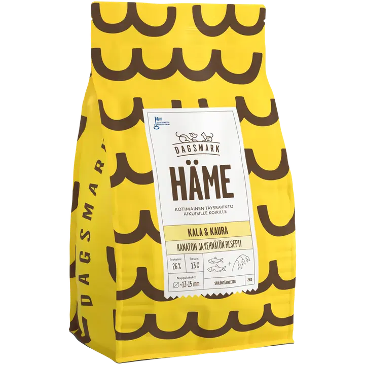 Dagsmark HÄME vehnätön kala-kaura täysravinto koiran kuivaruoka 2 kg