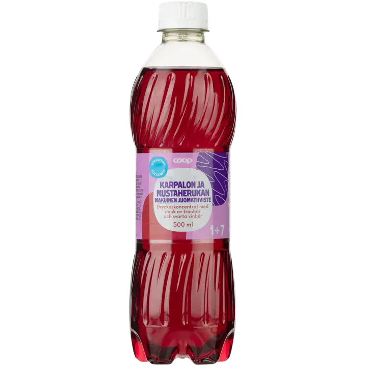 Coop sokeriton karpalon ja mustaherukan makuinen juomatiiviste 1+7 0,5l