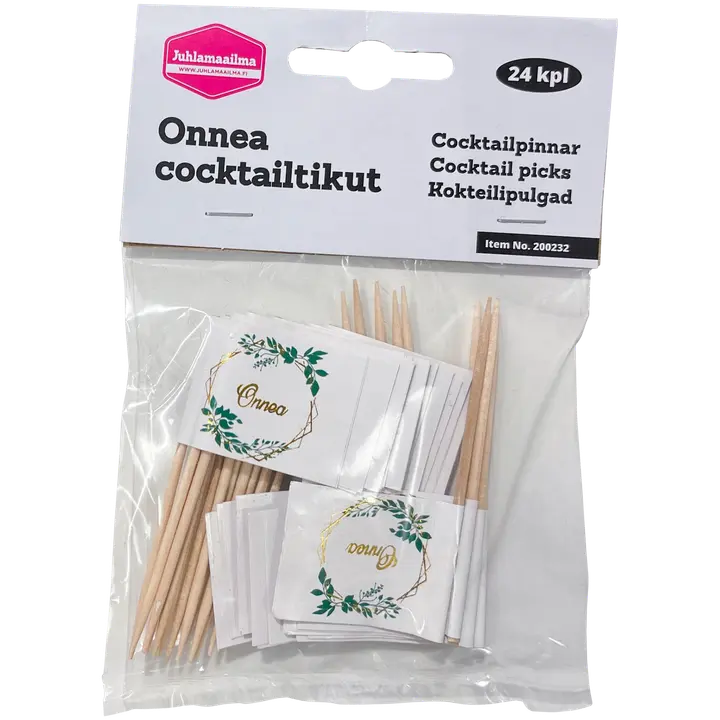 Juhlamaailma Onnea cocktailtikku 24 kpl/pkt