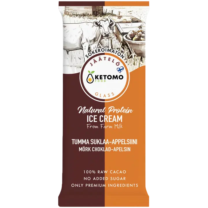Ketomo Food Tumma suklaa-appelsiini jäätelöpuikko 120ml/80g