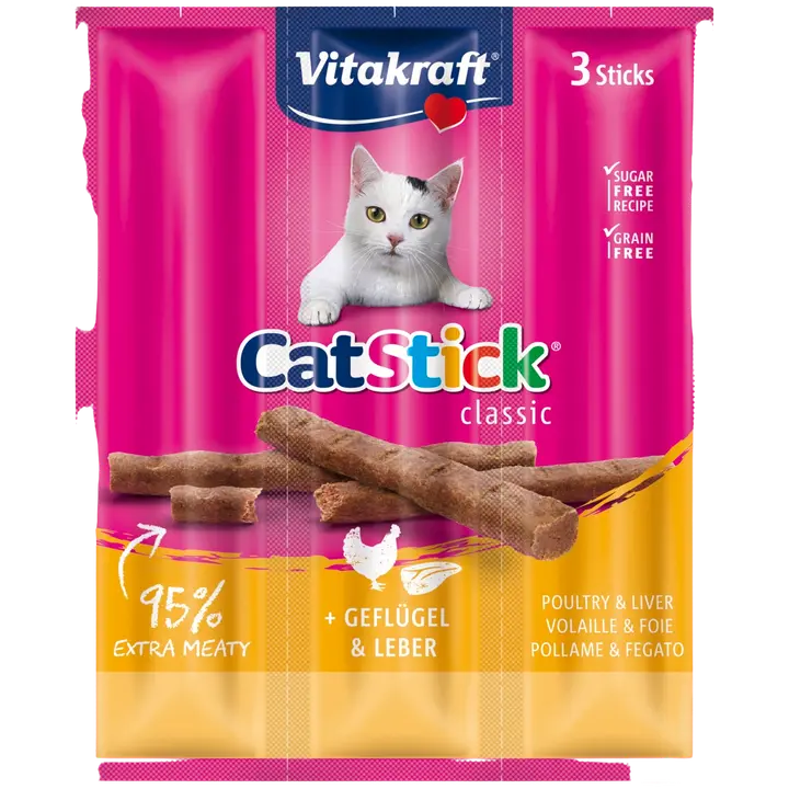 Vitakraft Cat Stick® Lihatikku kissoille, siipikarja & maksa 3kpl
