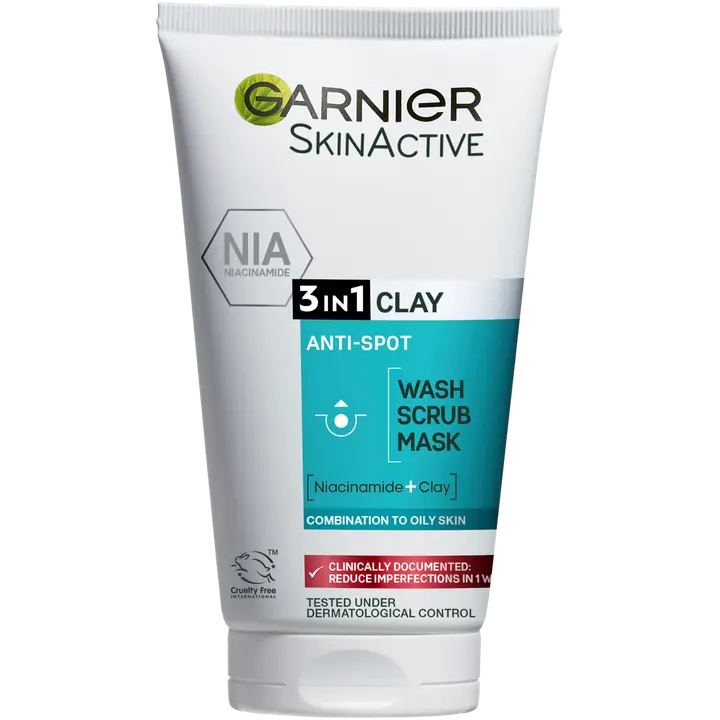 Garnier Skin Active Pure Active 3in1 kuoriva puhdistusnaamio 150ml