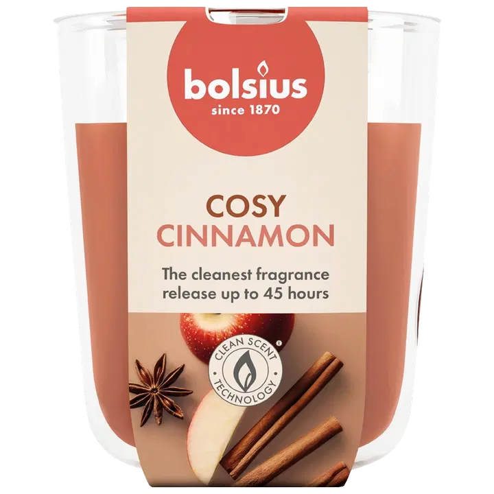 Bolsius True Scents – tuoksukynttilä lasissa – Cinnamon Apple – vaaleanruskea – suuri