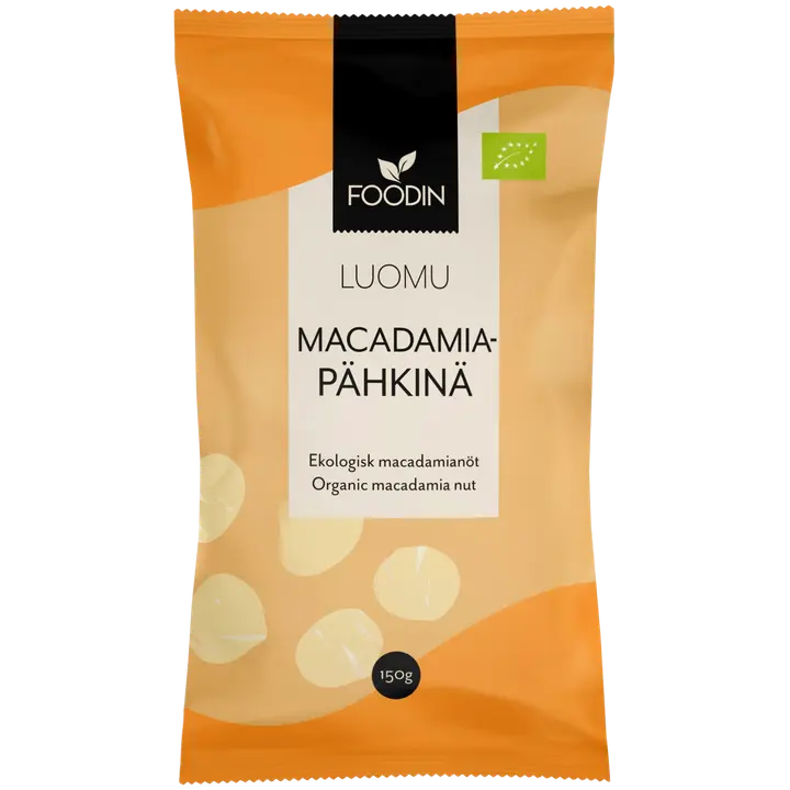 Foodin macadamiapähkinä luomu 150g