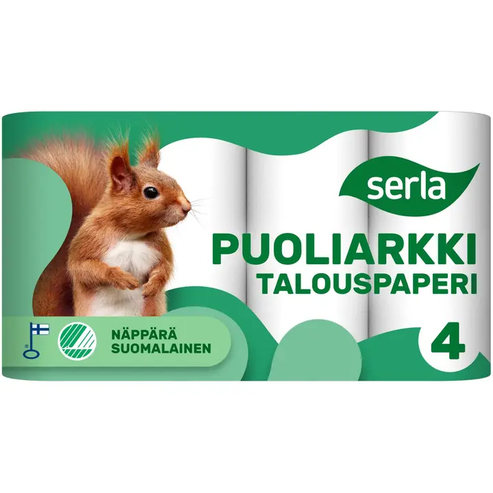 Serla talouspaperi puoliarkki 4rl valkoinen