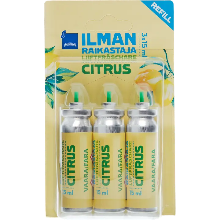 Rainbow ilmanraikastaja Citrus täyttöpakkaus 3x15ml