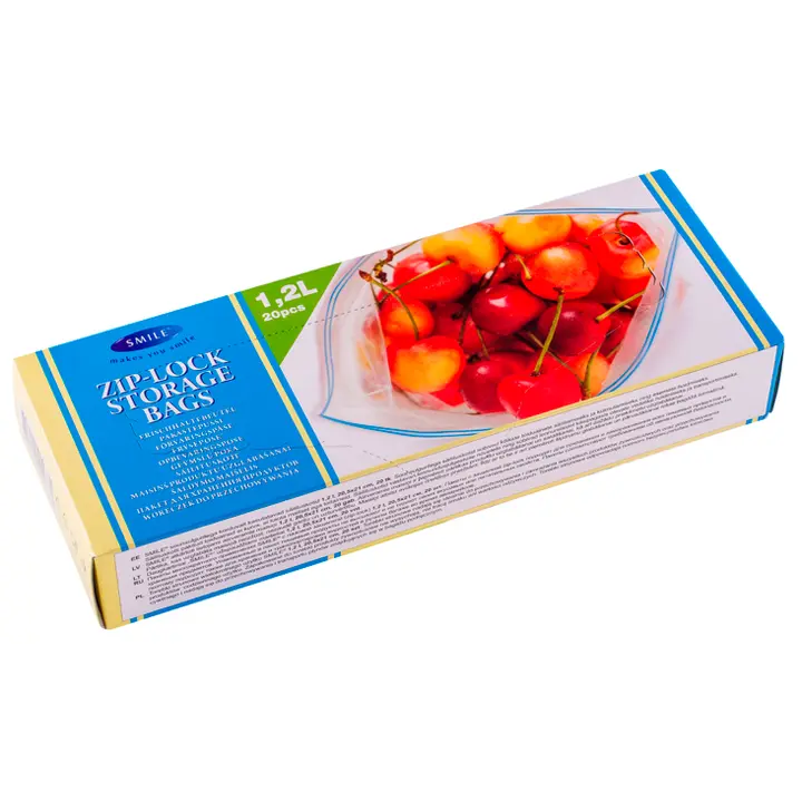 Smile tupla urasulkimella säilytyspussit, 1,2L, 20,5 x 21cm, 20kpl