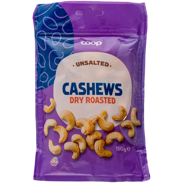 Coop kuivapaahdetut cashewpähkinät suolaamaton 150g