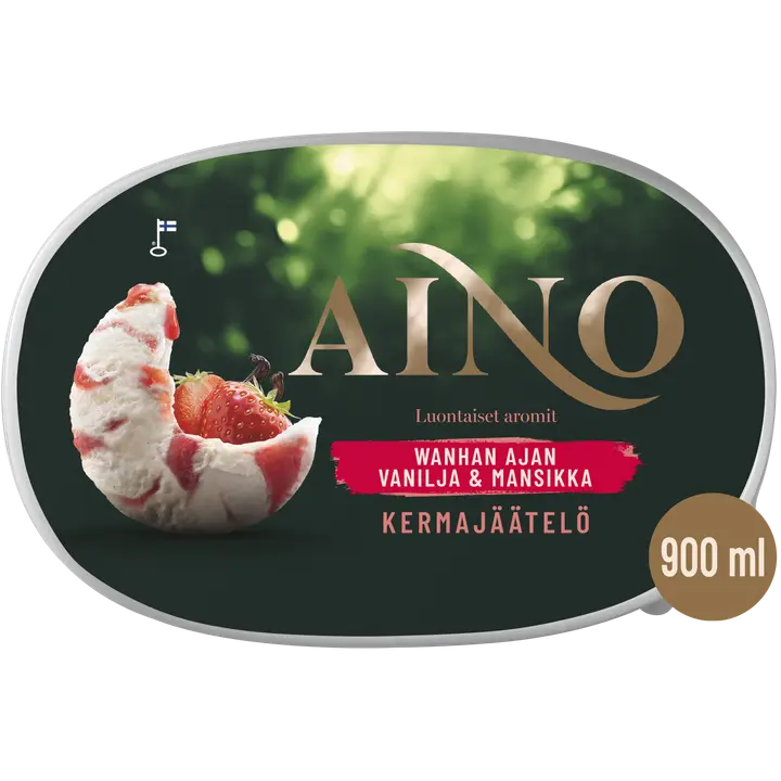 Aino Wanhan Ajan Vanilja & Mansikka kermajäätelö kotipakkaus 526g/900ml