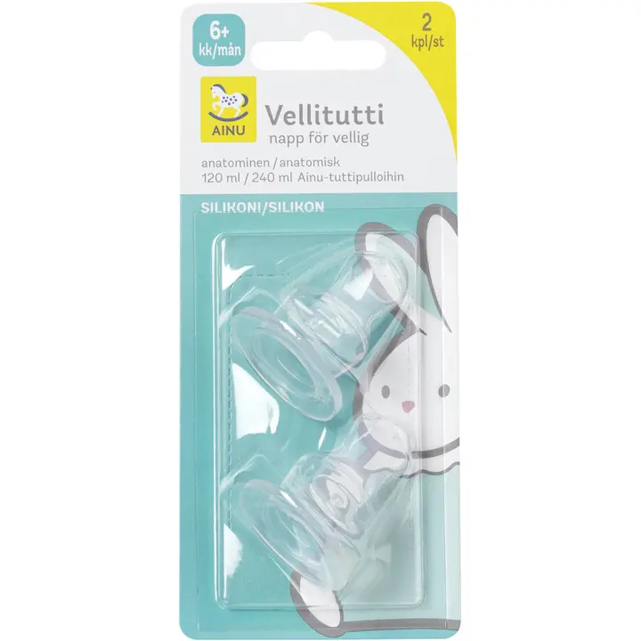 Ainu 2kpl silikoninen anatominen vellipullotutti