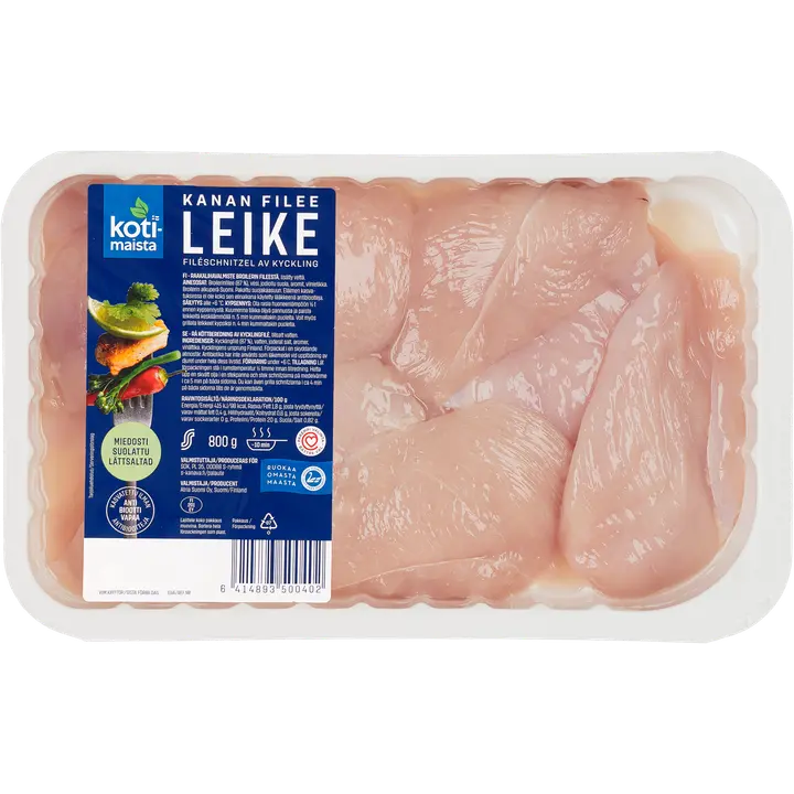 Kotimaista Miedosti Suolattu Kanan Fileeleike 800g