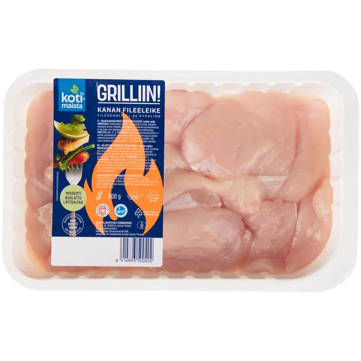 Kotimaista miedosti suolattu kanan fileeleike 800g