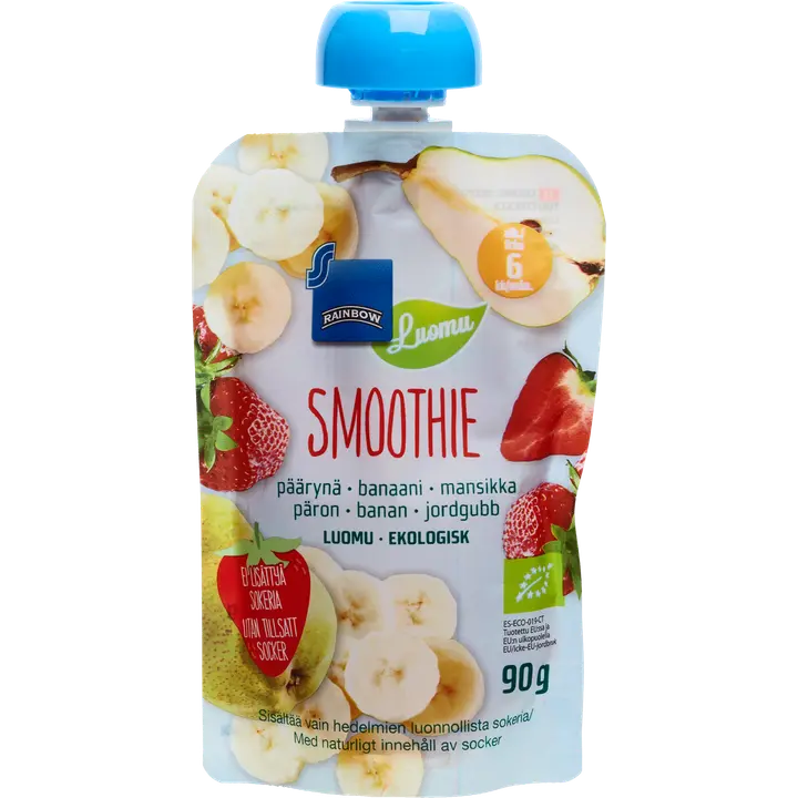 Rainbow 90g Smoothie päärynä-banaani-mansikka, luomu