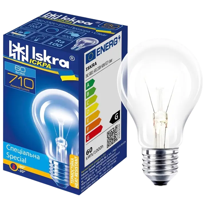 Hõõglamp 60W E27 pall klaar