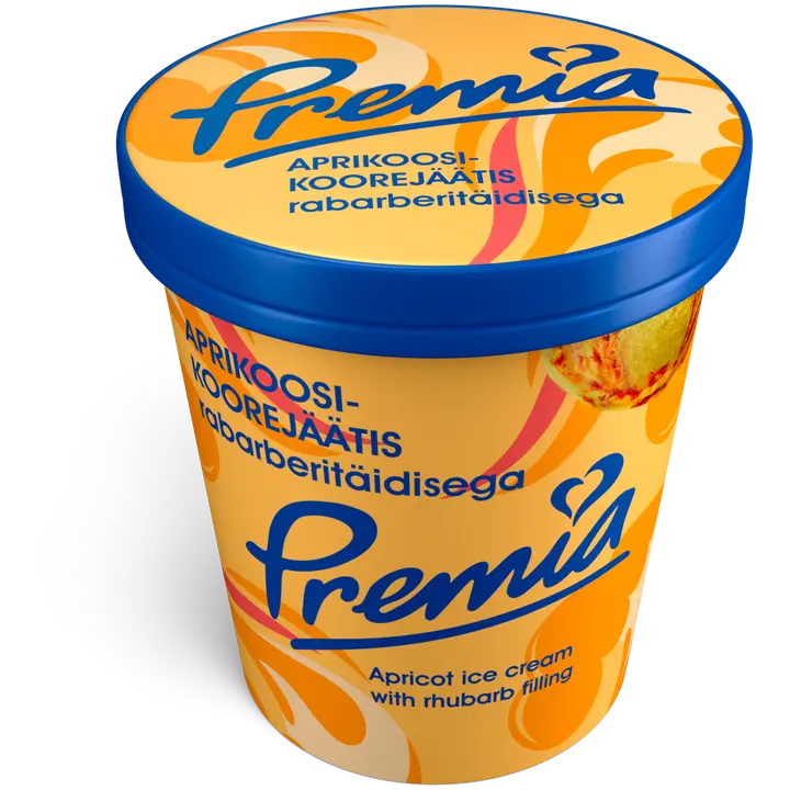 Premia aprikoosi-koorejäätis rabarberimoosiga 245g /0,5l