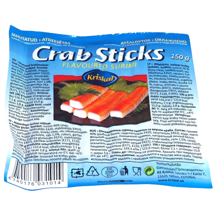 Krabimaitselised pulgad, jahutatud 150 g