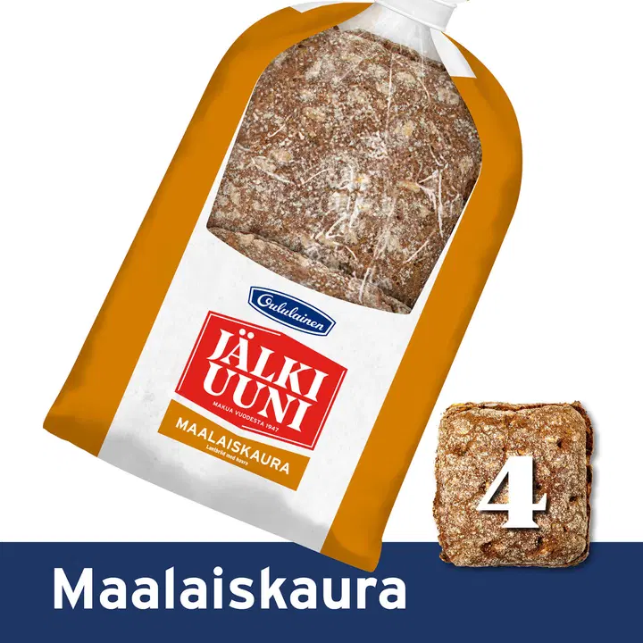Oululainen Jälkiuuni Maalaiskaura 4kpl 240g, täysjyväkauraleipä