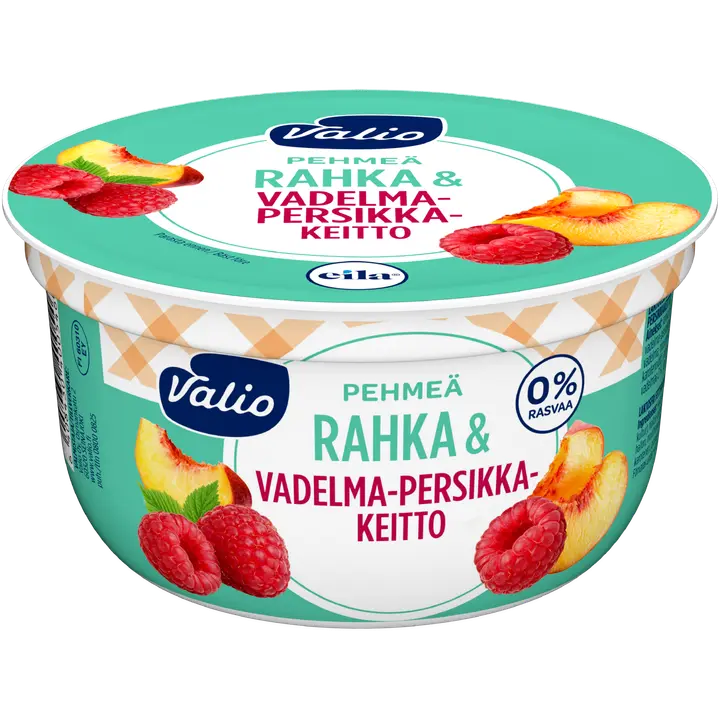 Valio pehmeä rahka & vadelma-persikkakeitto 150 g laktoositon