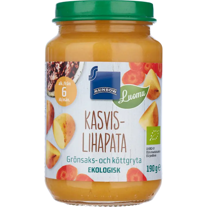 Rainbow luomu kasvis-lihapata 6kk 190g