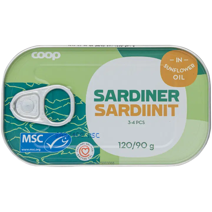 Coop sardiinit öljyssä MSC 120/90g