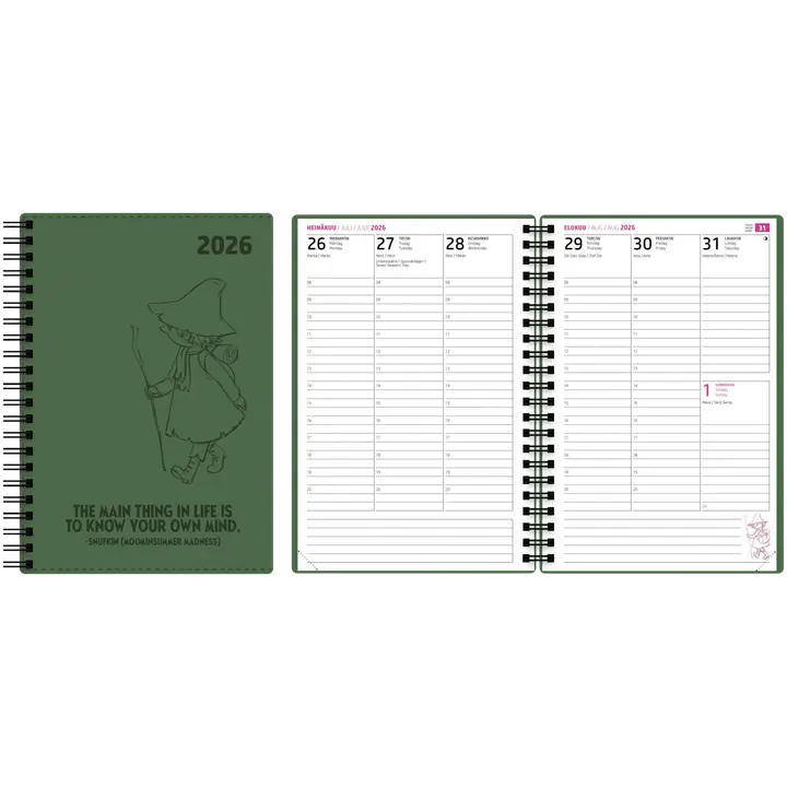 Vuosikalenteri Muumi 2026 Maxi Nuuskamuikkunen